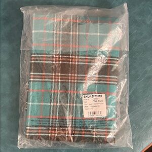 Lands' End Plaid Scarf - Blue, Brown, White
